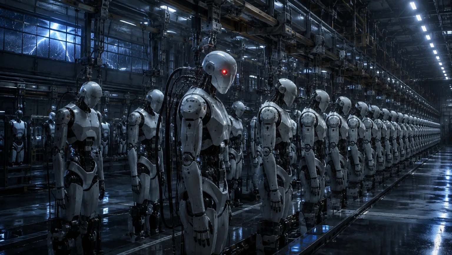 Une usine de robots d’assistance, au début de l’ère des machines