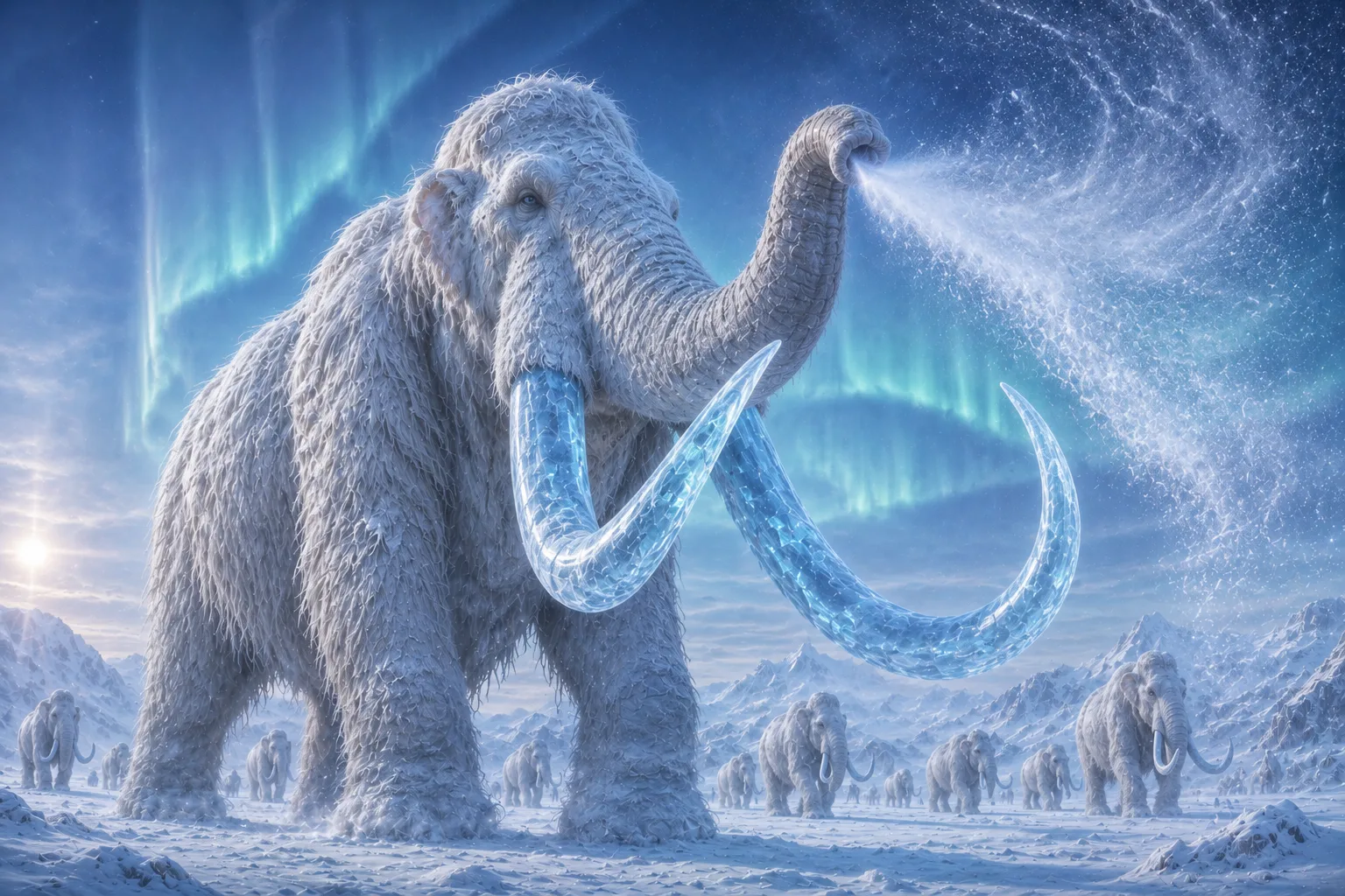 Le golfrimp, mammouth blanc aux défenses de glace bleue