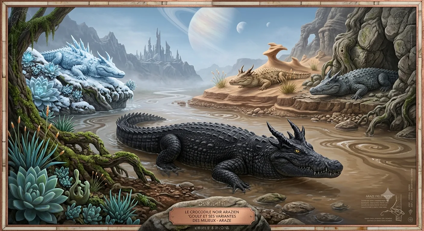 Le gouli, crocodile noir arazien et ses variantes