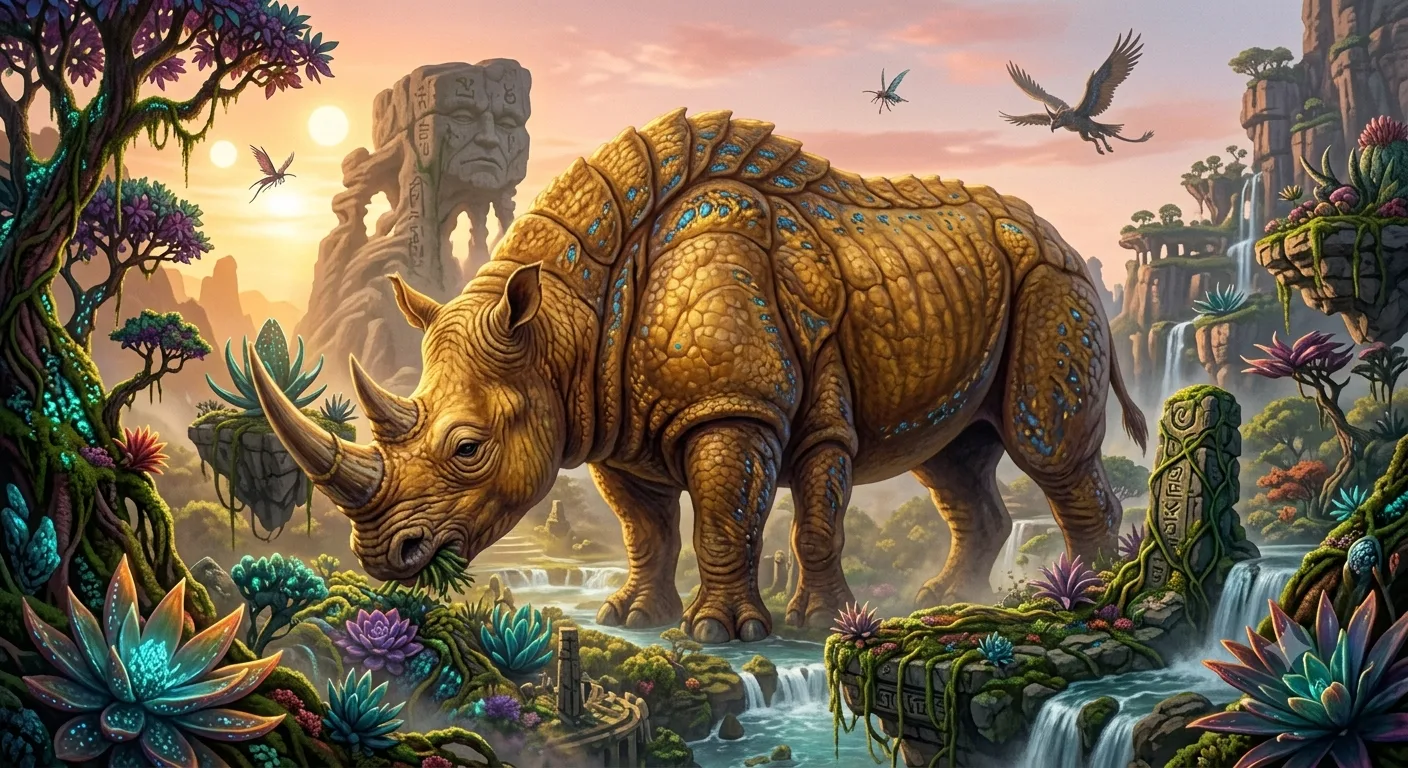Le manoto, rhinocéros jaune à cinq cornes