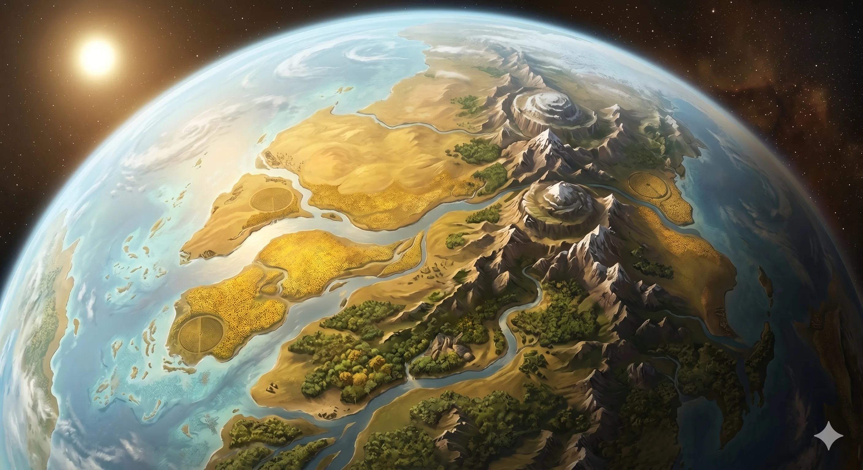 Plaines dorées de la planète Éclaira