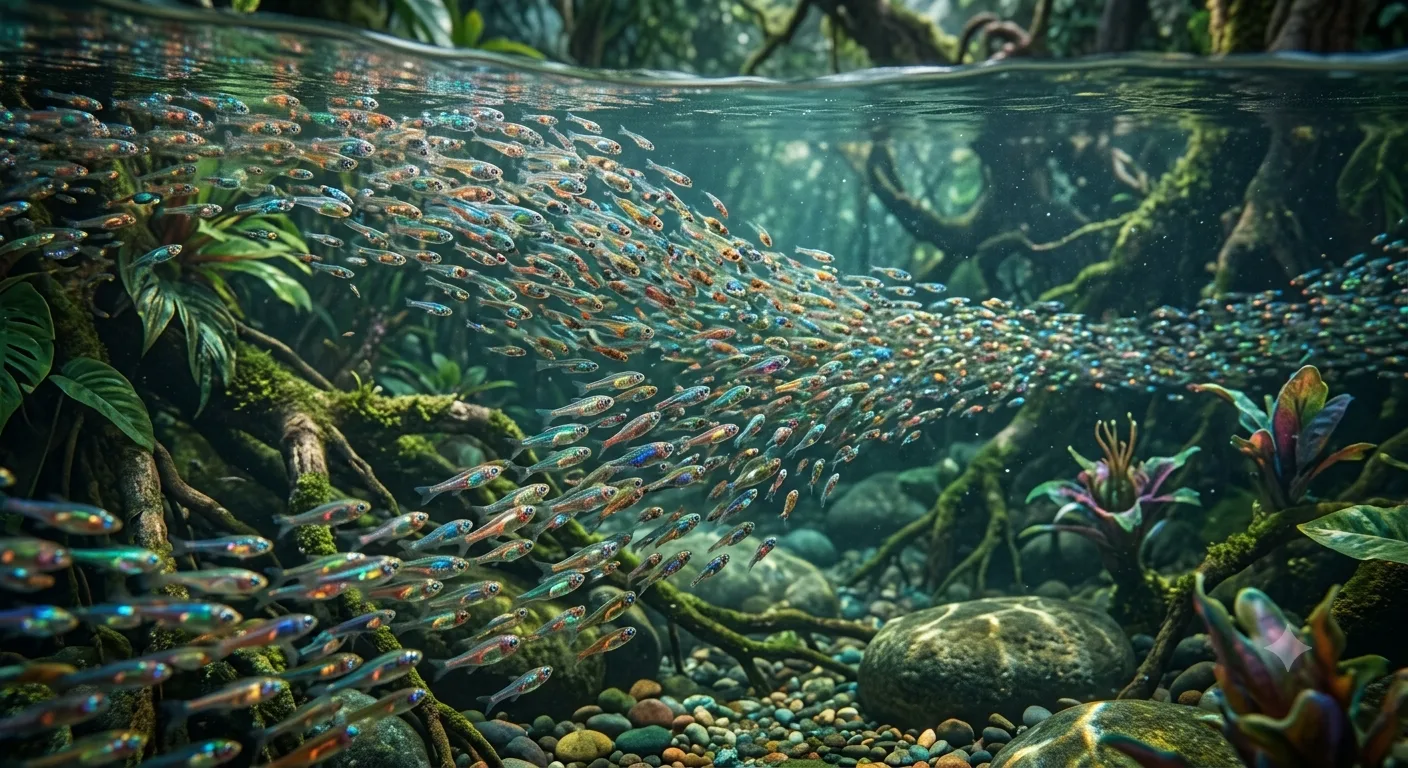 Le sadam, poisson multicolore en troupeau